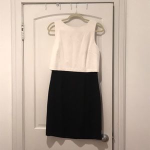 Ivanka Trump white and black color block dress